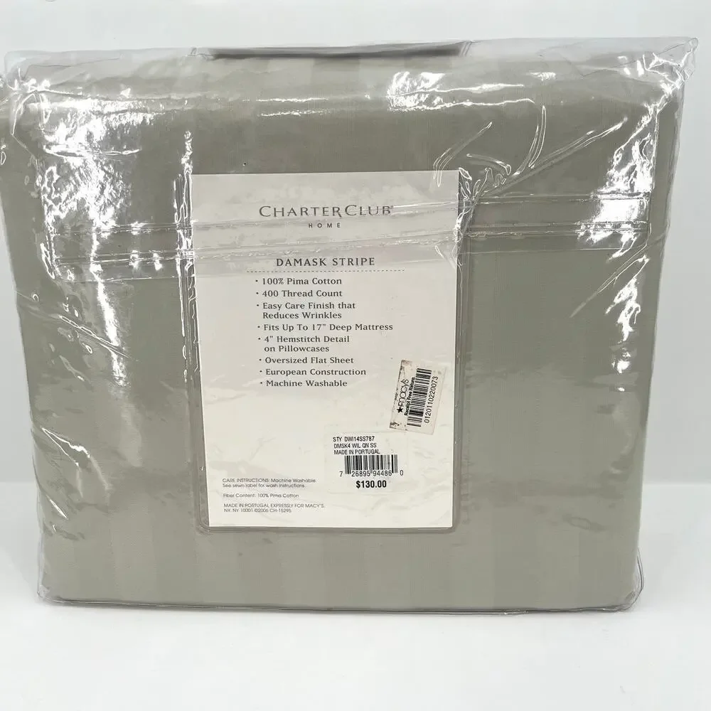 Charter Club Home 400 Count Damask Stripe Pima Cotton Sheet set